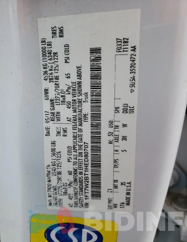 1FT7W2BT1HED80707 Photo# 12