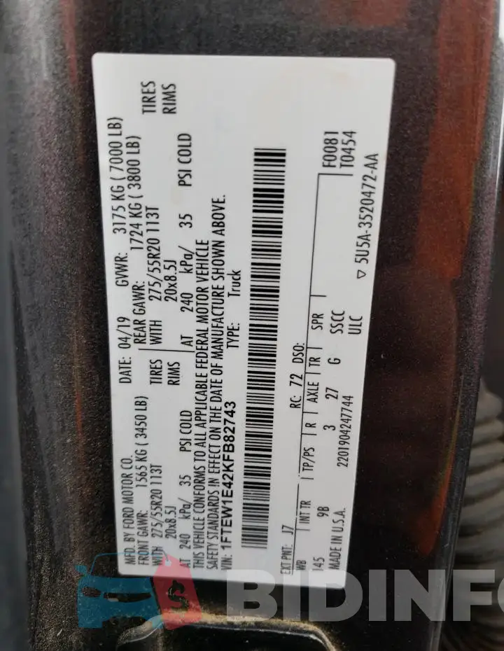 1FTEW1E42KFB82743 Photo# 12