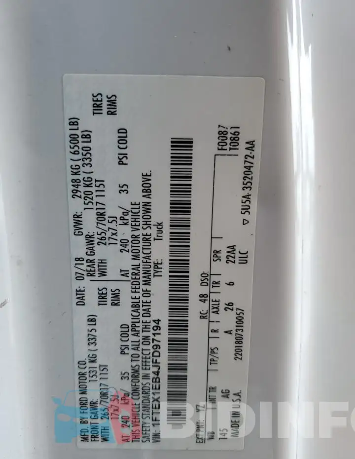 1FTEX1EB4JFD97194 Photo# 12
