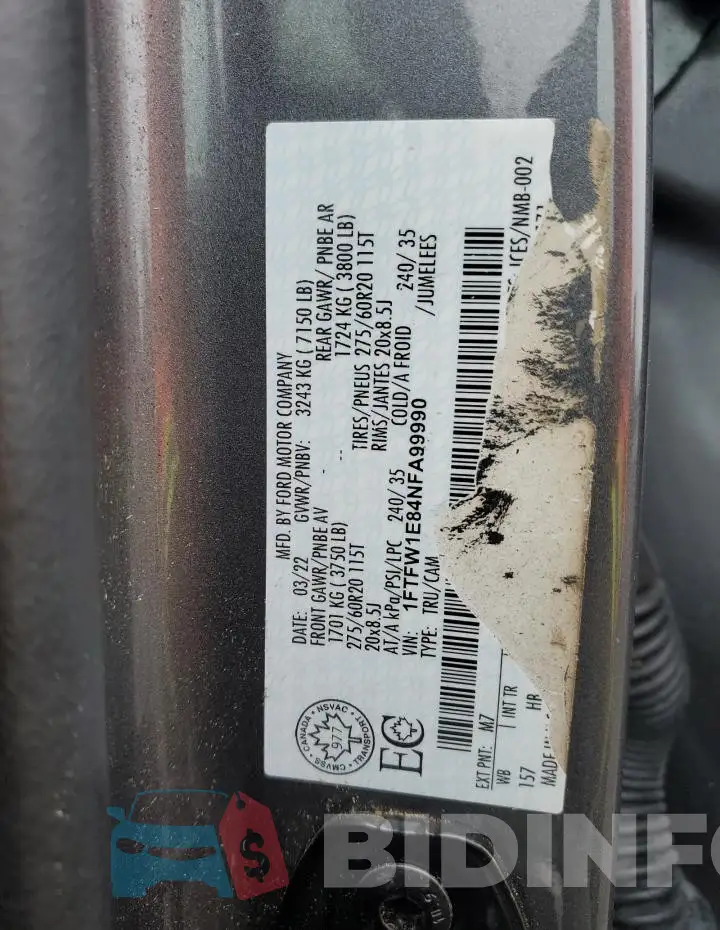 1FTFW1E84NFA99990 Photo# 13
