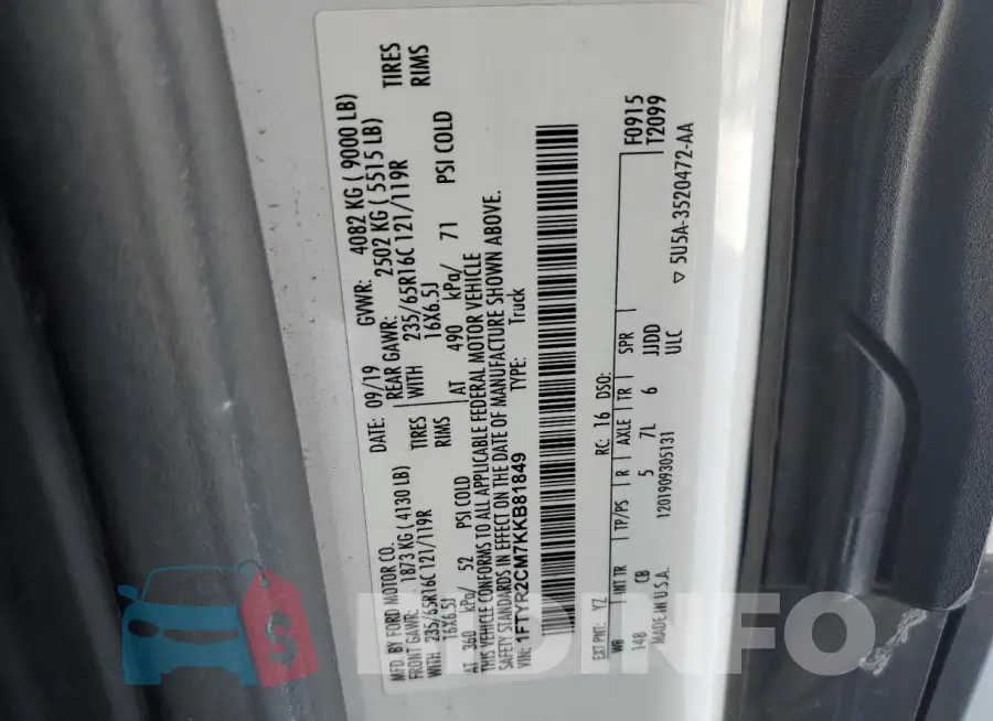 1FTYR2CM7KKB81849 Photo# 13