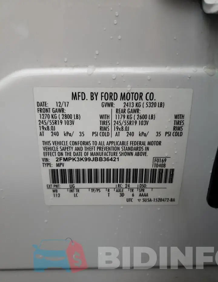2FMPK3K99JBB36421 Photo# 14
