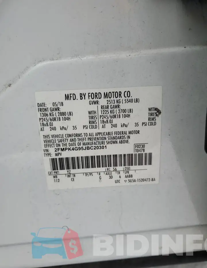 2FMPK4G95JBC20301 Photo# 13
