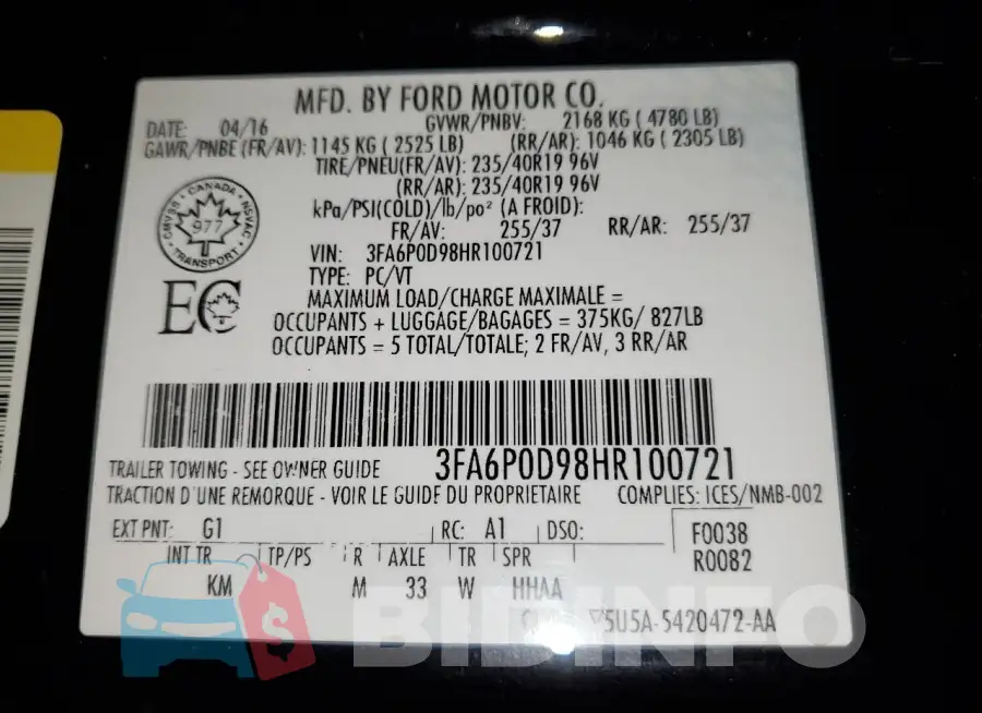 3FA6P0D98HR100721 Photo# 12