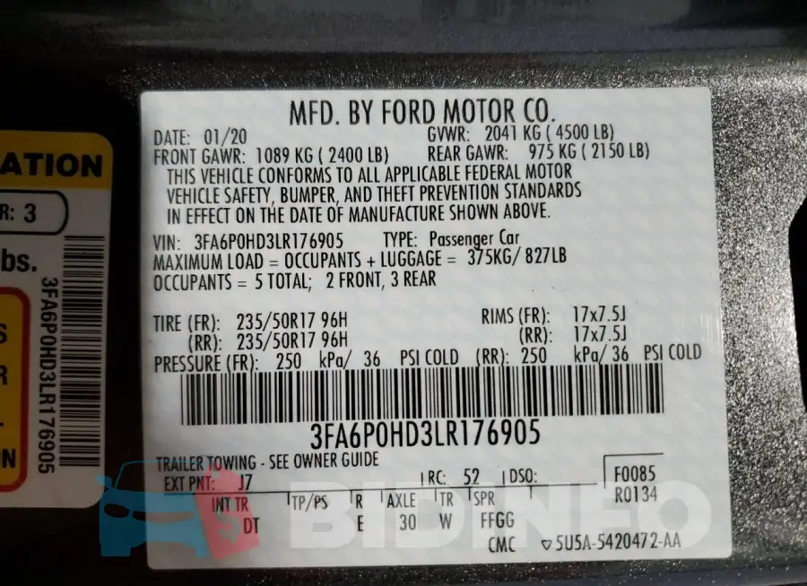 3FA6P0HD3LR176905 Photo# 12