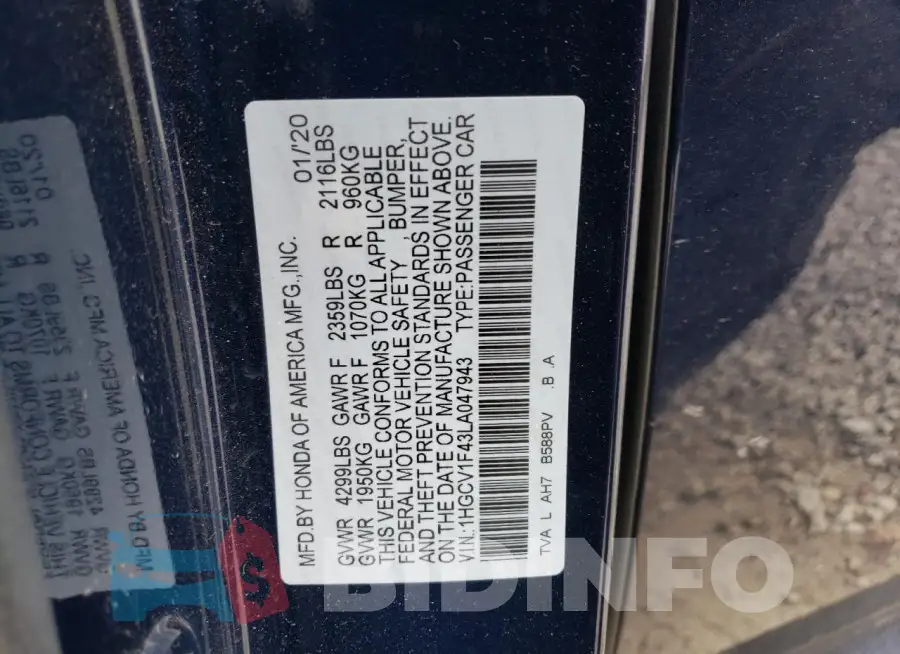 1HGCV1F43LA047943 Photo# 12