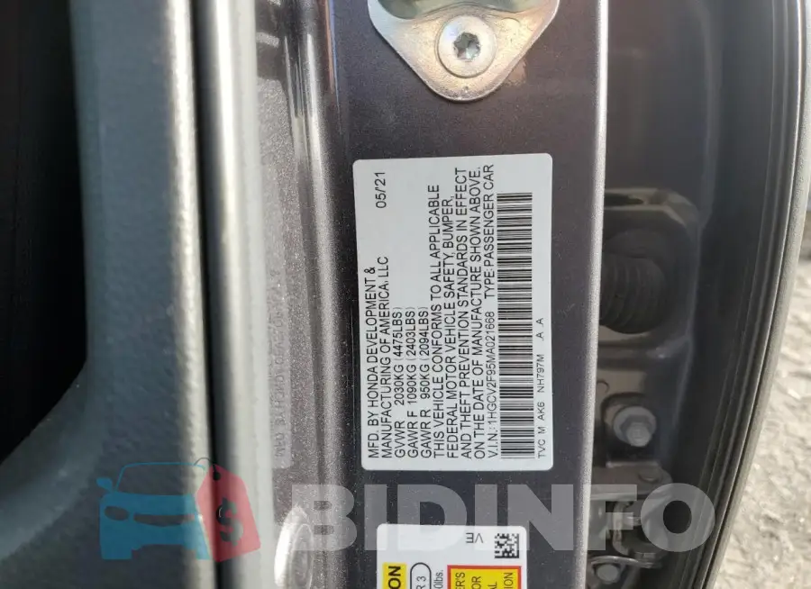 1HGCV2F95MA021668 Photo# 12