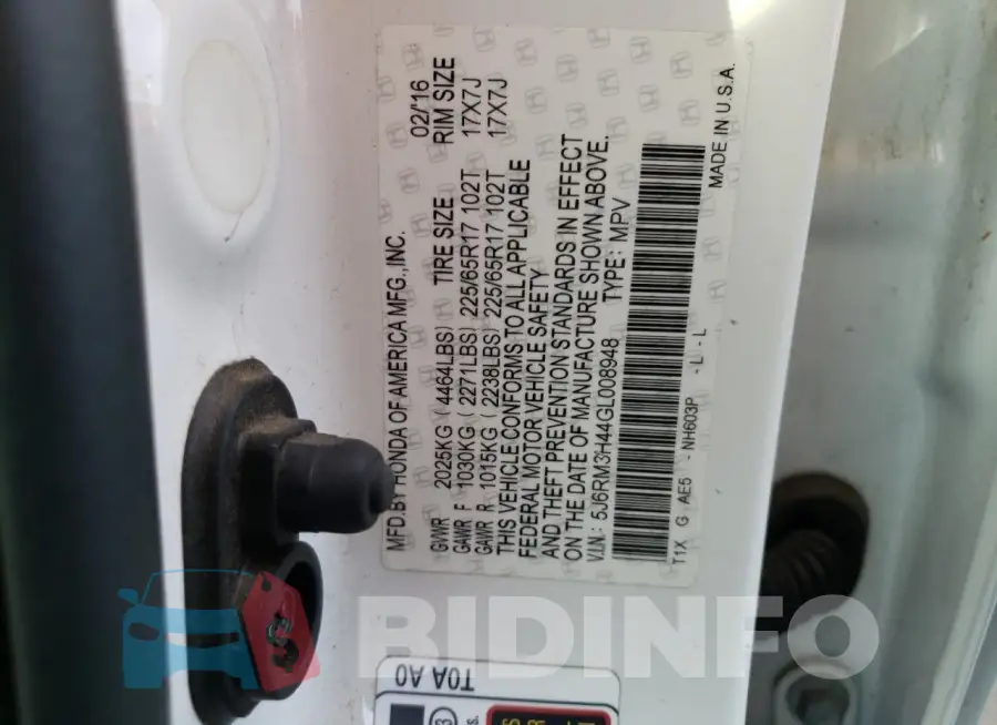 5J6RM3H44GL008948 Photo# 12