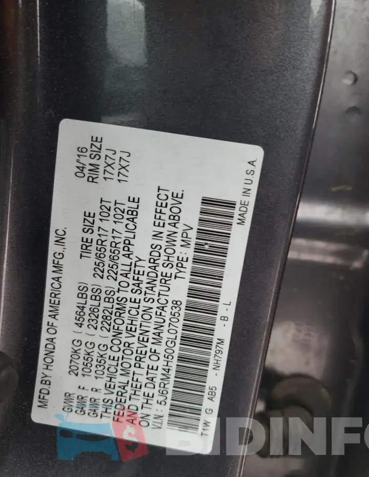 5J6RM4H50GL070538 Photo# 12