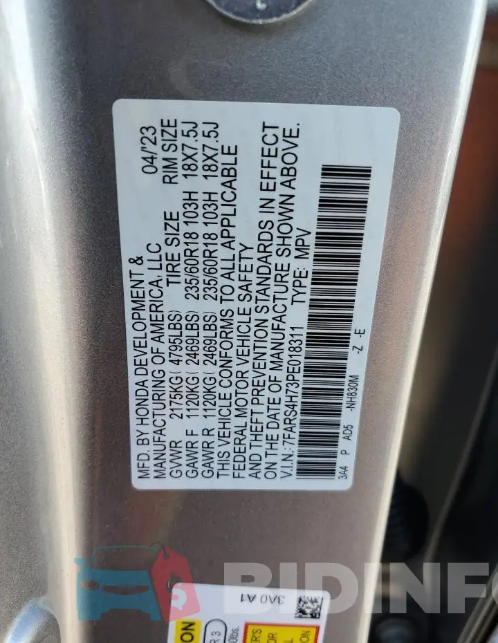 7FARS4H73PE018311 Photo# 13