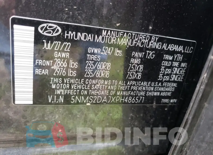 5NMS2DAJXPH486571 Photo# 14