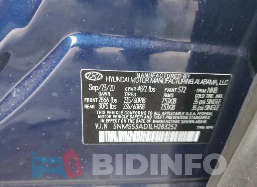 5NMS53AD1LH283252 Photo# 14