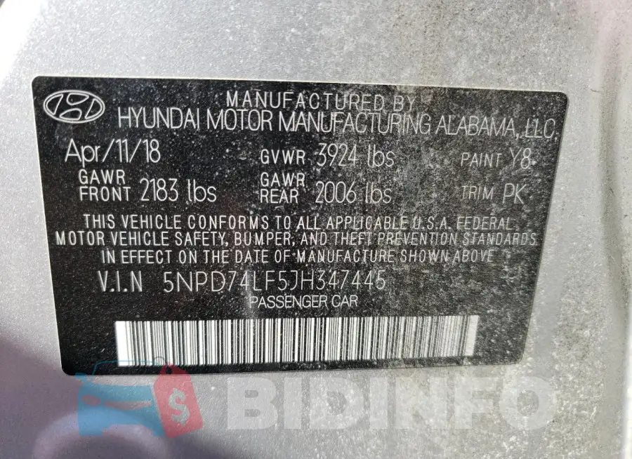 5NPD74LF5JH347445 Photo# 12