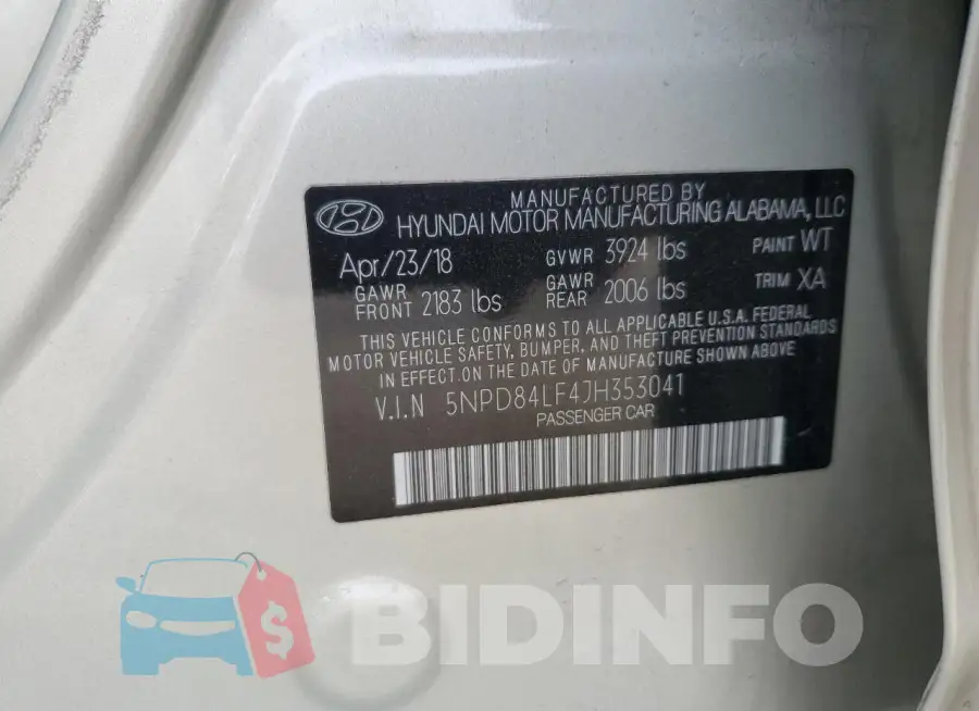5NPD84LF4JH353041 Photo# 12