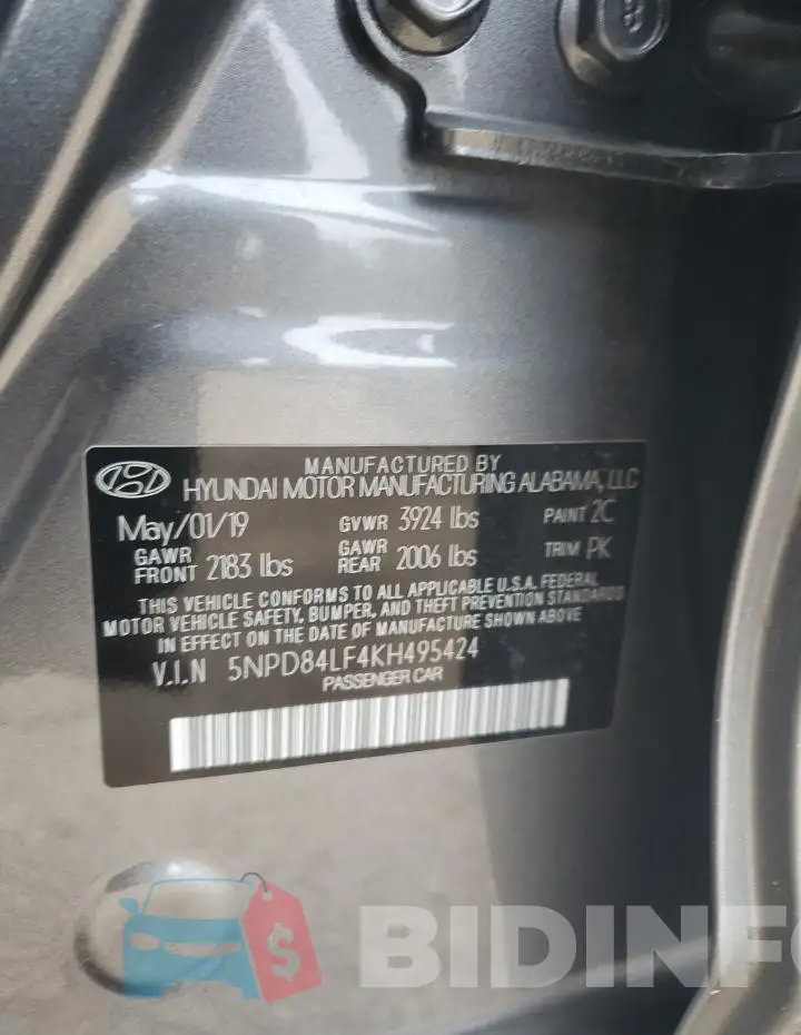 5NPD84LF4KH495424 Photo# 12