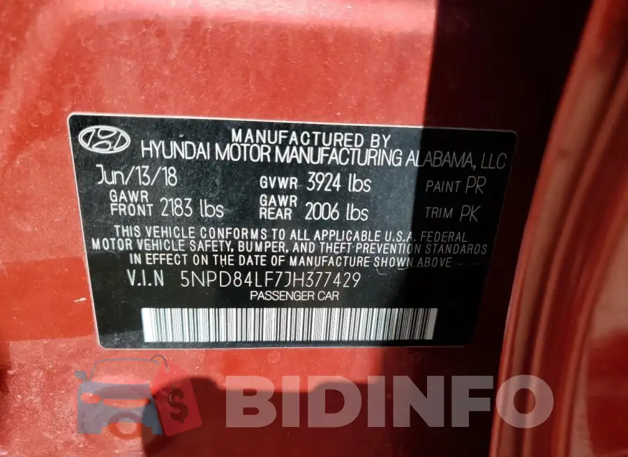 5NPD84LF7JH377429 Photo# 13