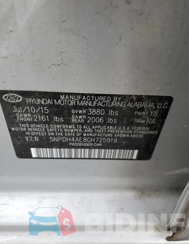 5NPDH4AE8GH725919 Photo# 13