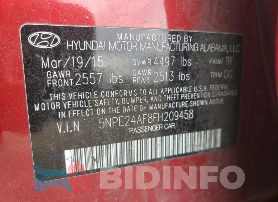 5NPE24AF8FH209458 Photo# 12