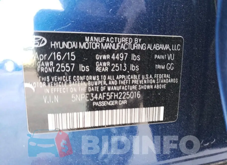 5NPE34AF5FH225016 Photo# 12