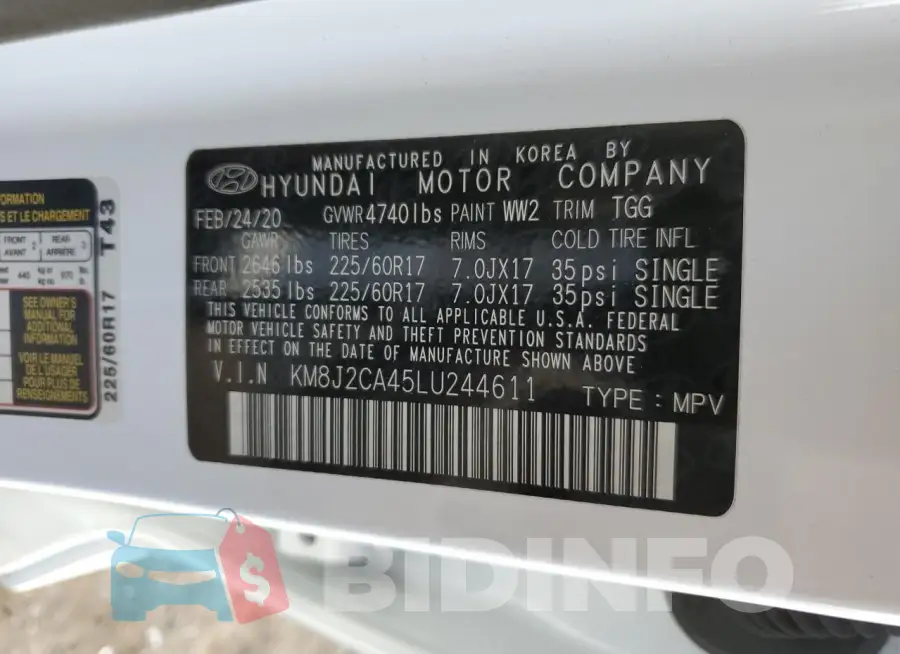 KM8J2CA45LU244611 Photo# 12