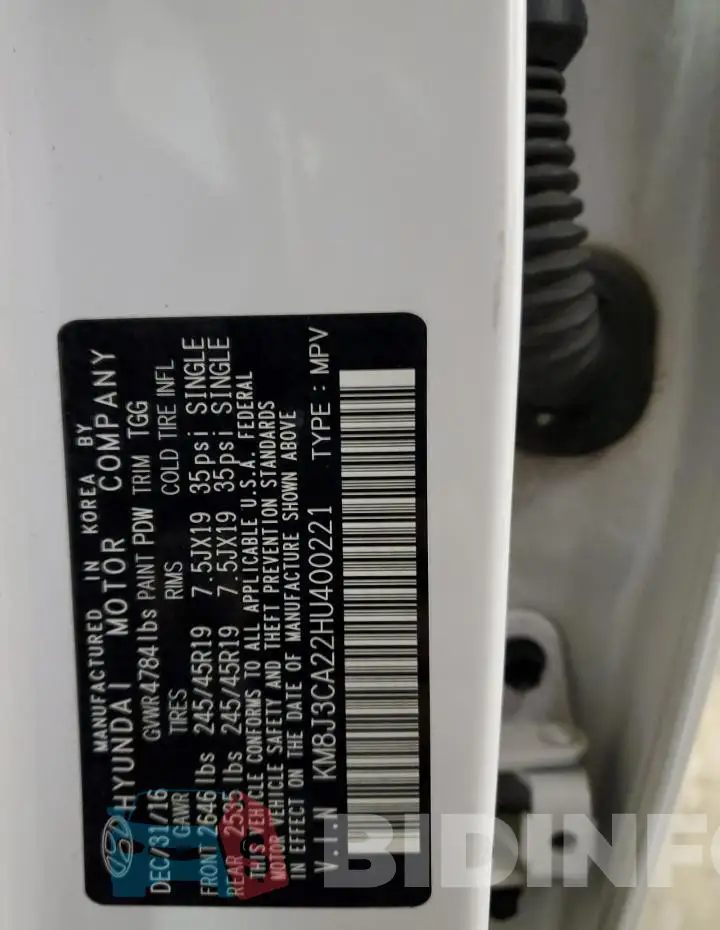 KM8J3CA22HU400221 Photo# 12