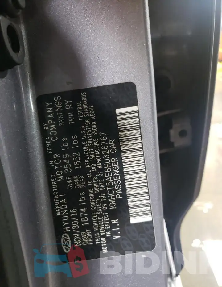 KMHCT5AE6HU326767 Photo# 13