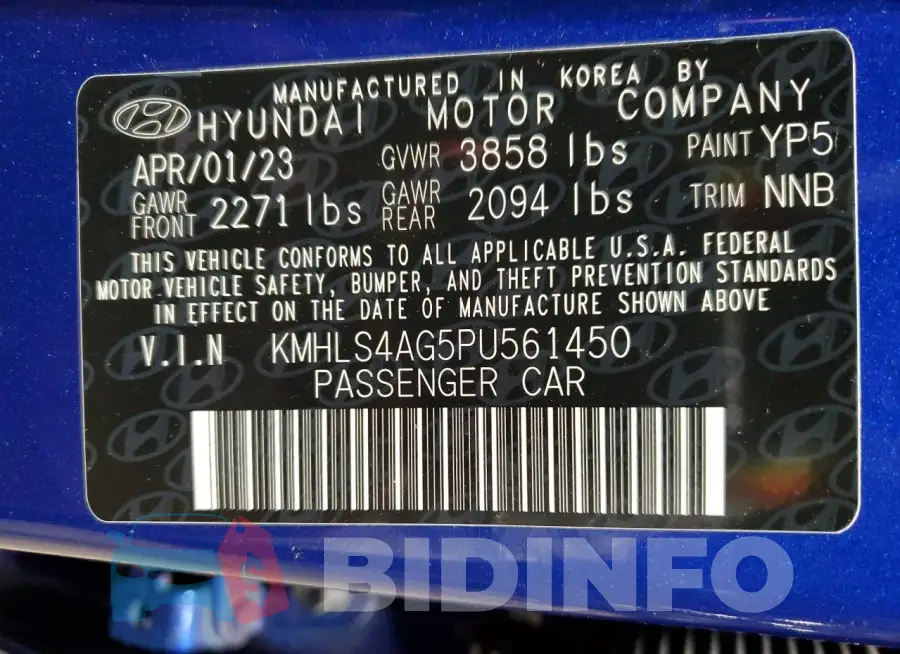 KMHLS4AG5PU561450 Photo# 12