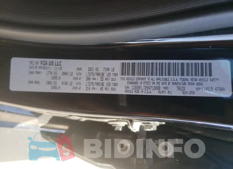 1C6SRFLT2KN712028 Photo# 12