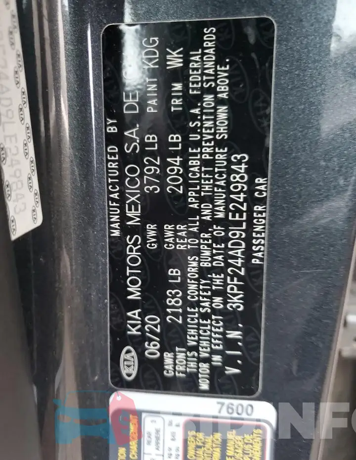 3KPF24AD9LE249843 Photo# 12