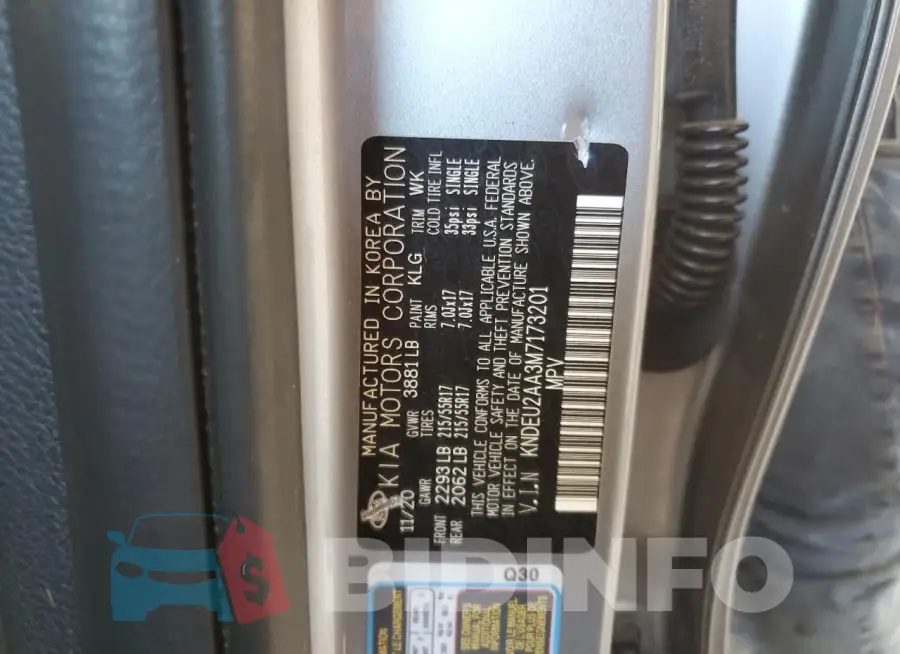 KNDEU2AA3M7173201 Photo# 13