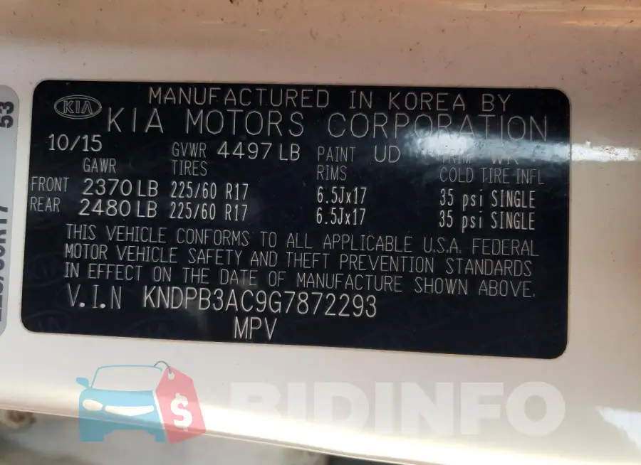 KNDPB3AC9G7872293 Photo# 13