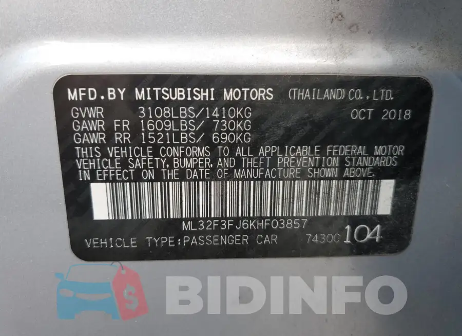 ML32F3FJ6KHF03857 Photo# 12