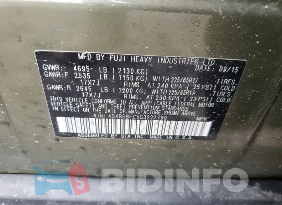 4S4BSBFC5G3227799 Photo# 12