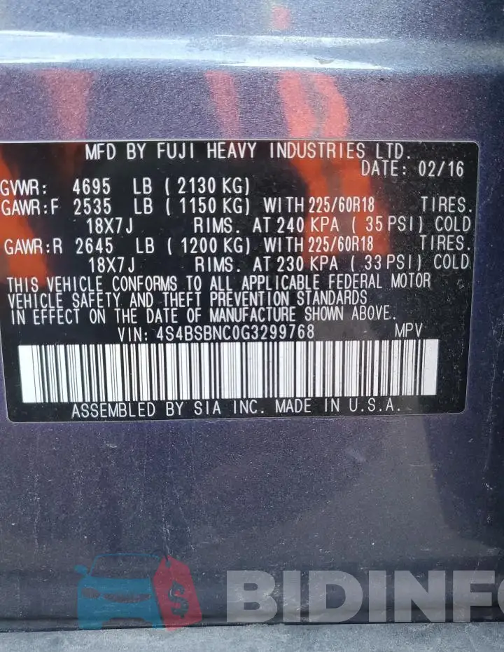 4S4BSBNC0G3299768 Photo# 13