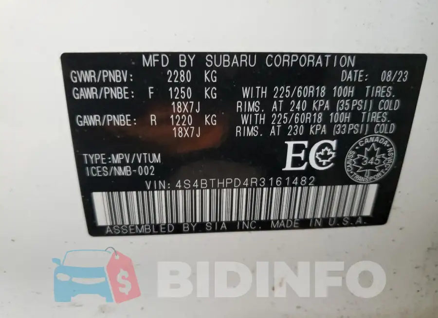 4S4BTHPD4R3161482 Photo# 13