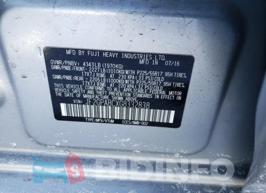 JF2GPABCXG8332838 Photo# 13