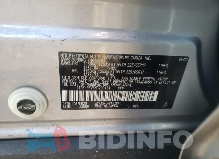 2T3F1RFV6NC293454 Photo# 13