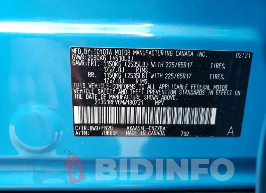 2T3G1RFV6MW180721 Photo# 12