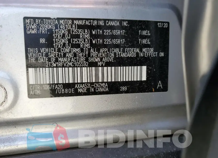 2T3W1RFV2MC105592 Photo# 12