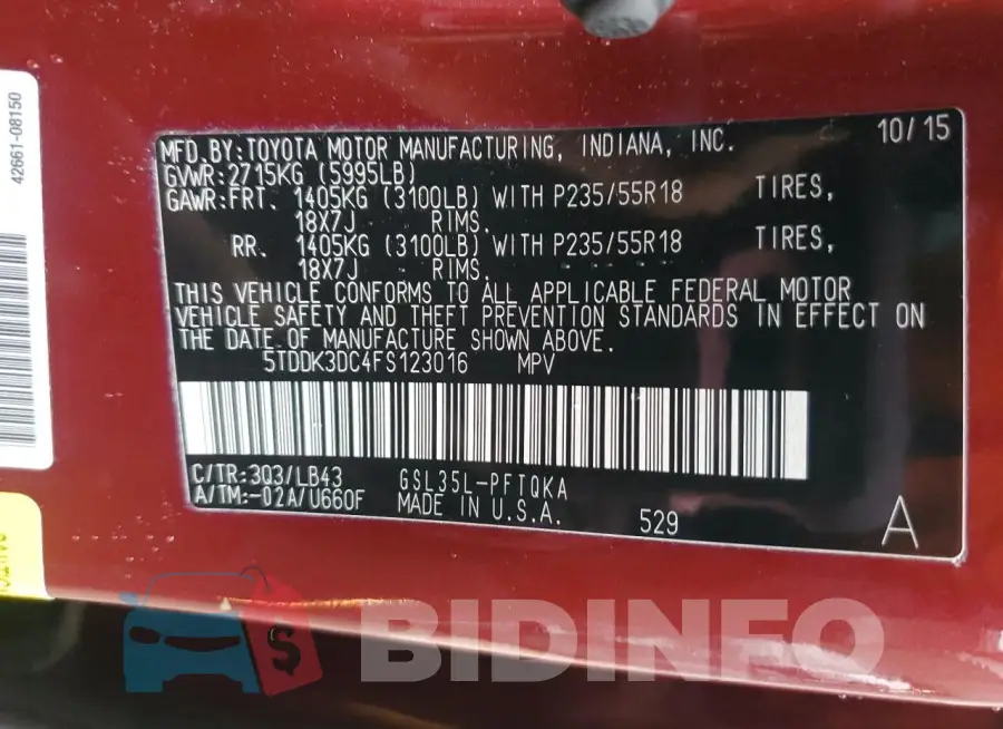 5TDDK3DC4FS123016 Photo# 14