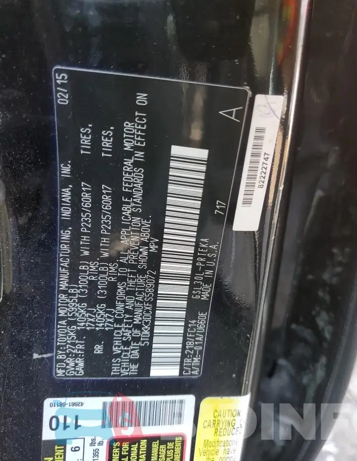 5TDKK3DCXFS589072 Photo# 14