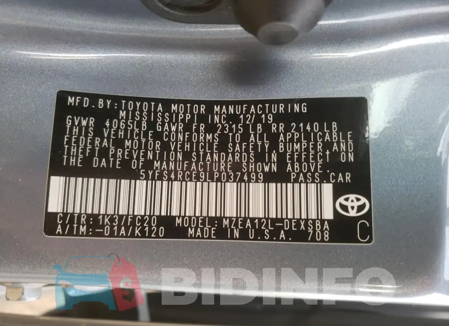 5YFS4RCE9LP037499 Photo# 13