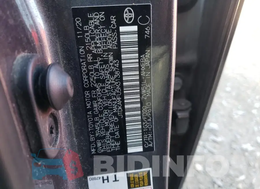 JTDKAMFU5M3138743 Photo# 12