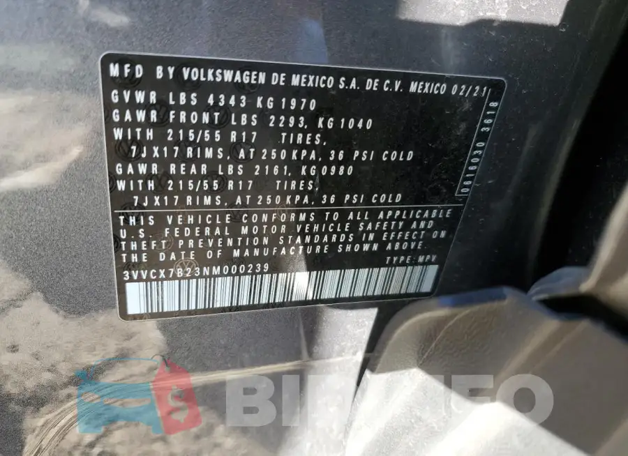 3VVCX7B23NM000239 Photo# 12