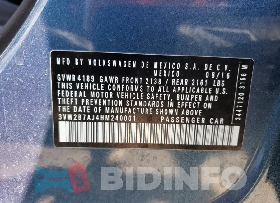 3VW2B7AJ4HM240001 Photo# 12