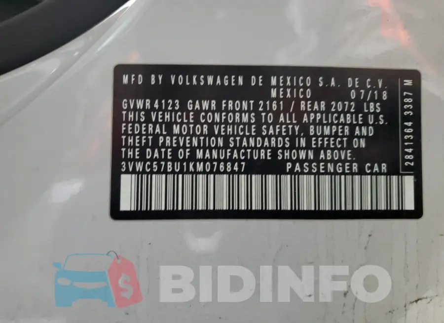 3VWC57BU1KM076847 Photo# 13