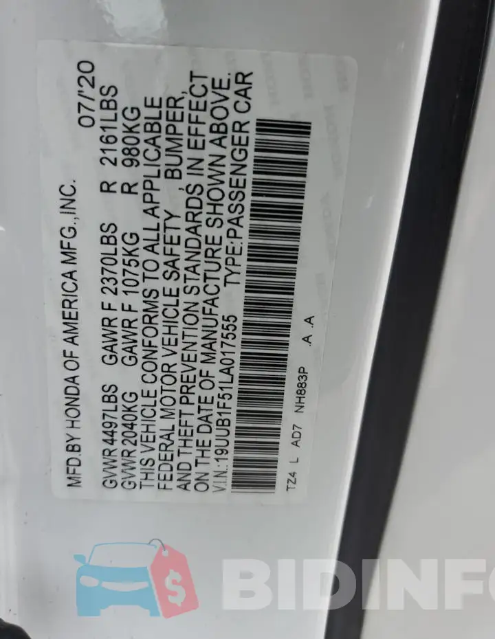 19UUB1F51LA017555 Photo# 12