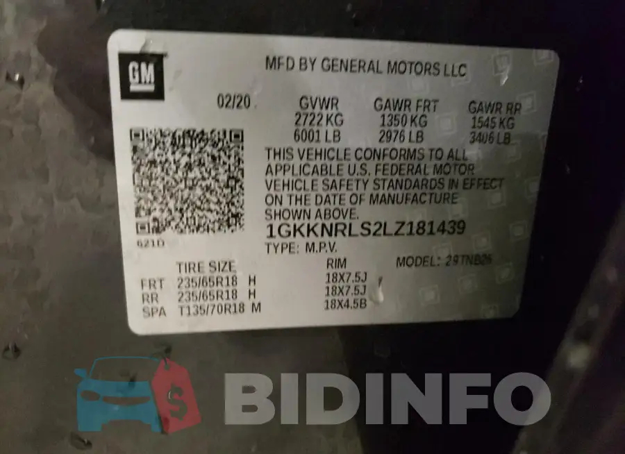 1GKKNRLS2LZ181439 Photo# 13