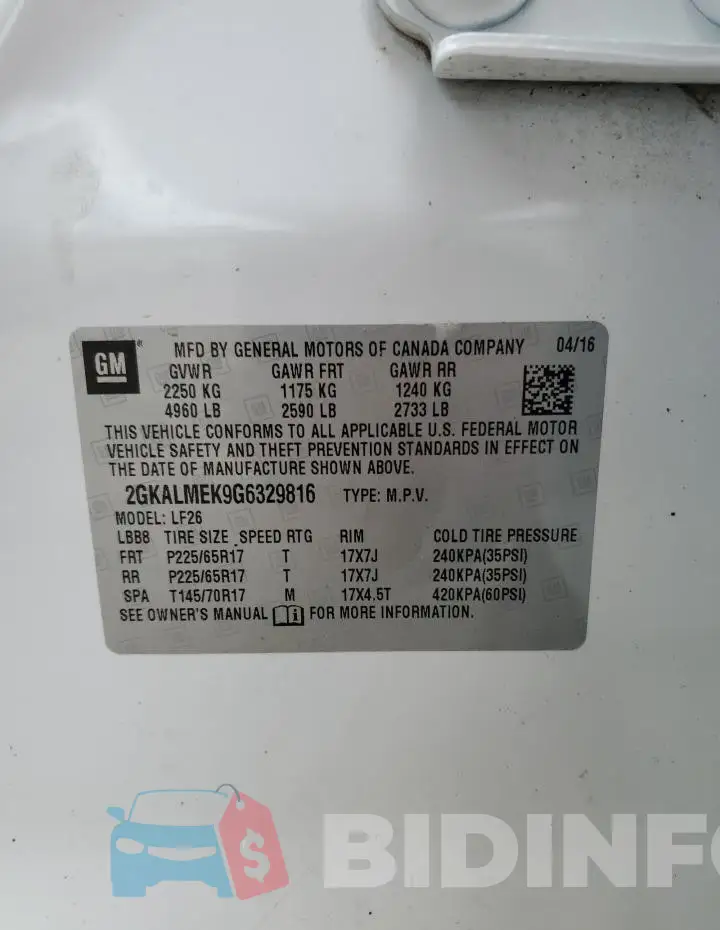 2GKALMEK9G6329816 Photo# 12
