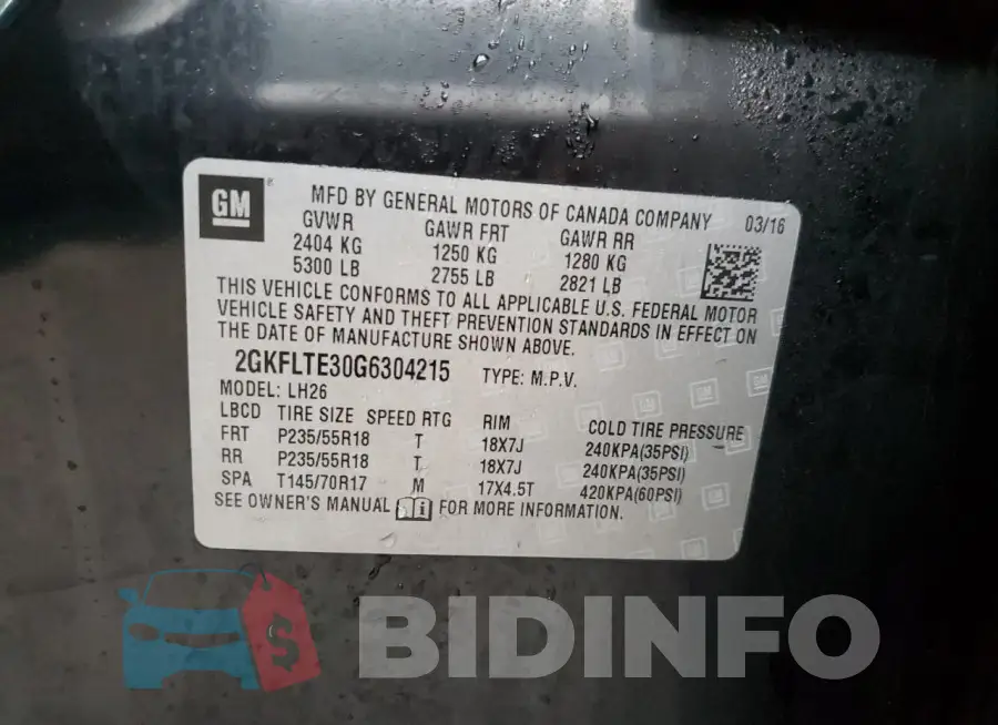 2GKFLTE30G6304215 Photo# 13